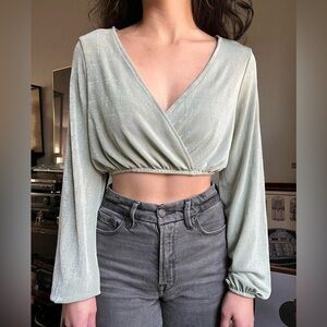 Elegant Sage Green Wrap Top